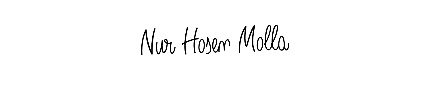 The best way (Angelique-Rose-font-FFP) to make a short signature is to pick only two or three words in your name. The name Nur Hosen Molla include a total of six letters. For converting this name. Nur Hosen Molla signature style 5 images and pictures png