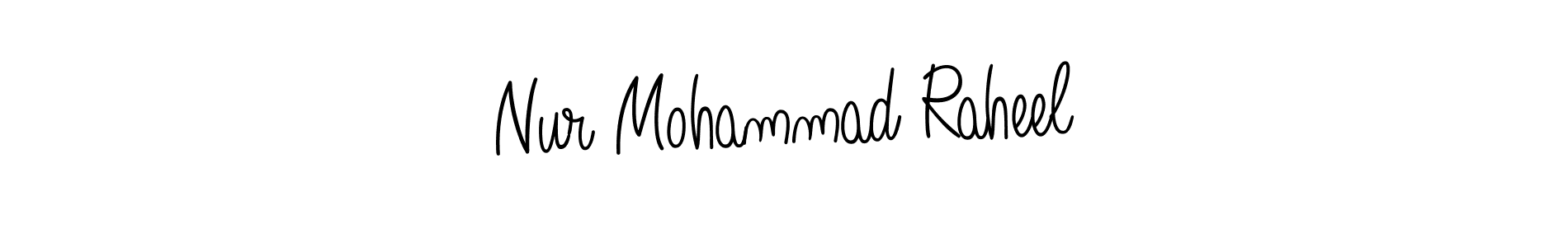 Use a signature maker to create a handwritten signature online. With this signature software, you can design (Angelique-Rose-font-FFP) your own signature for name Nur Mohammad Raheel. Nur Mohammad Raheel signature style 5 images and pictures png