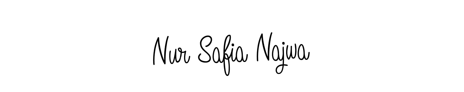 if you are searching for the best signature style for your name Nur Safia Najwa. so please give up your signature search. here we have designed multiple signature styles  using Angelique-Rose-font-FFP. Nur Safia Najwa signature style 5 images and pictures png