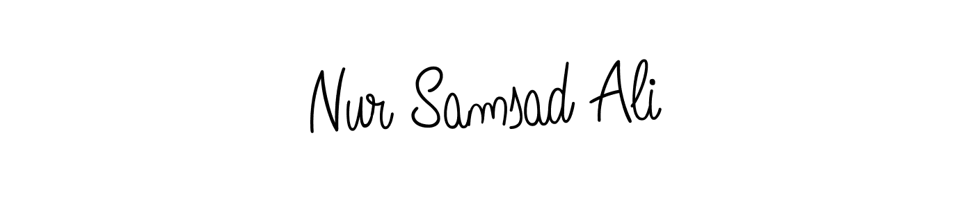 The best way (Angelique-Rose-font-FFP) to make a short signature is to pick only two or three words in your name. The name Nur Samsad Ali include a total of six letters. For converting this name. Nur Samsad Ali signature style 5 images and pictures png