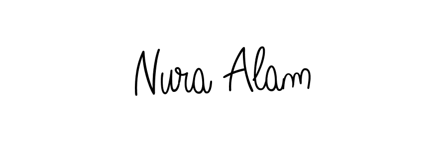 Make a beautiful signature design for name Nura Alam. With this signature (Angelique-Rose-font-FFP) style, you can create a handwritten signature for free. Nura Alam signature style 5 images and pictures png
