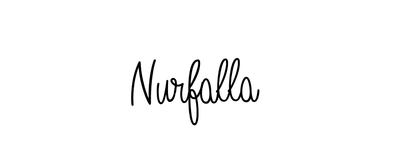 Make a beautiful signature design for name Nurfalla. With this signature (Angelique-Rose-font-FFP) style, you can create a handwritten signature for free. Nurfalla signature style 5 images and pictures png