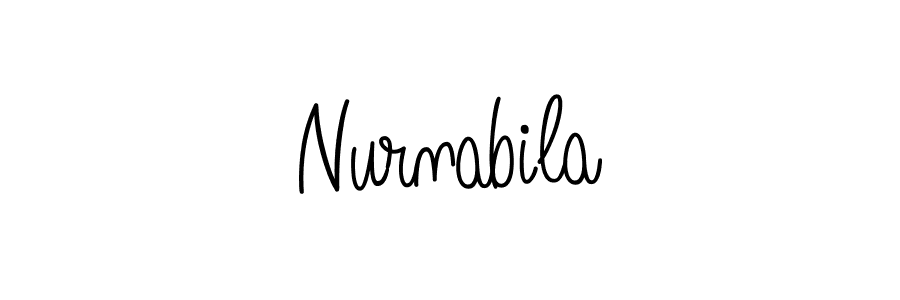 Use a signature maker to create a handwritten signature online. With this signature software, you can design (Angelique-Rose-font-FFP) your own signature for name Nurnabila. Nurnabila signature style 5 images and pictures png