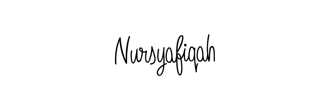 Make a beautiful signature design for name Nursyafiqah. With this signature (Angelique-Rose-font-FFP) style, you can create a handwritten signature for free. Nursyafiqah signature style 5 images and pictures png
