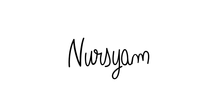 Use a signature maker to create a handwritten signature online. With this signature software, you can design (Angelique-Rose-font-FFP) your own signature for name Nursyam. Nursyam signature style 5 images and pictures png