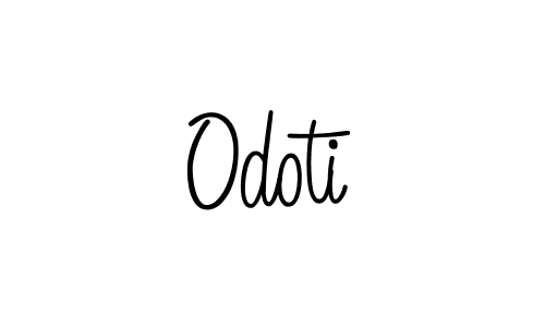 Use a signature maker to create a handwritten signature online. With this signature software, you can design (Angelique-Rose-font-FFP) your own signature for name Odoti. Odoti signature style 5 images and pictures png