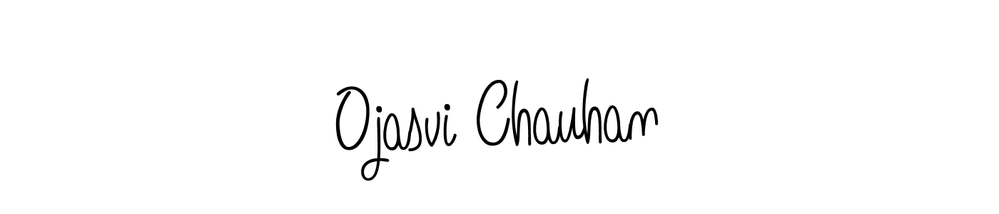 You should practise on your own different ways (Angelique-Rose-font-FFP) to write your name (Ojasvi Chauhan) in signature. don't let someone else do it for you. Ojasvi Chauhan signature style 5 images and pictures png