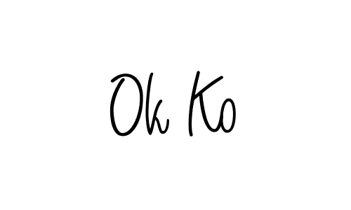 Use a signature maker to create a handwritten signature online. With this signature software, you can design (Angelique-Rose-font-FFP) your own signature for name Ok Ko. Ok Ko signature style 5 images and pictures png