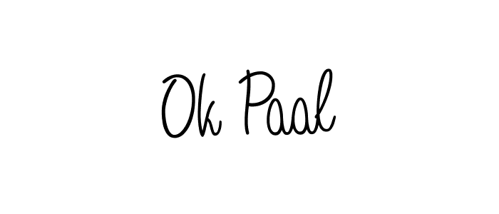 Make a beautiful signature design for name Ok Paal. With this signature (Angelique-Rose-font-FFP) style, you can create a handwritten signature for free. Ok Paal signature style 5 images and pictures png
