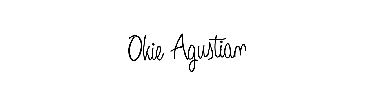 Use a signature maker to create a handwritten signature online. With this signature software, you can design (Angelique-Rose-font-FFP) your own signature for name Okie Agustian. Okie Agustian signature style 5 images and pictures png