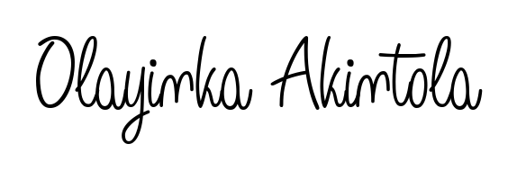 Personalize your online presence with Olayinka Akintola signature rendered in elegant Angelique-Rose-font-FFP font. Great for website footers and blogs. Olayinka Akintola signature style 5 images and pictures png