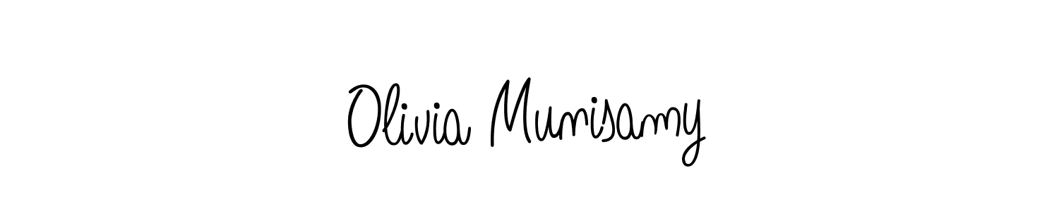 How to make Olivia Munisamy name signature. Use Angelique-Rose-font-FFP style for creating short signs online. This is the latest handwritten sign. Olivia Munisamy signature style 5 images and pictures png