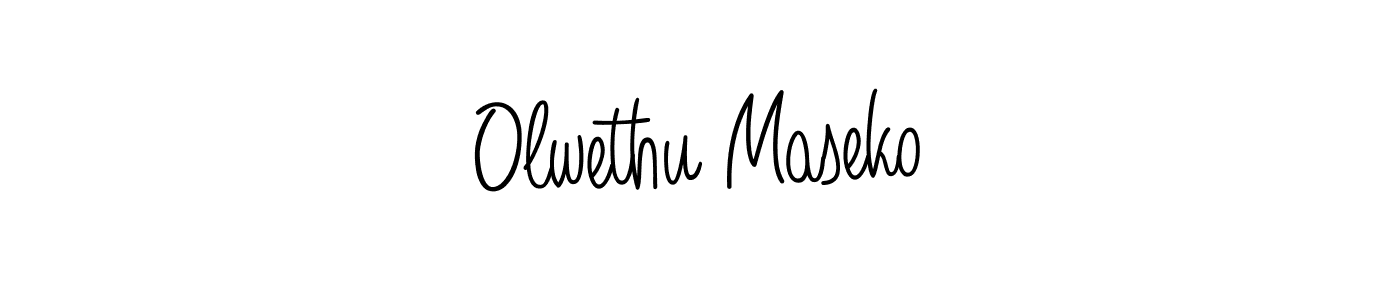 Use a signature maker to create a handwritten signature online. With this signature software, you can design (Angelique-Rose-font-FFP) your own signature for name Olwethu Maseko. Olwethu Maseko signature style 5 images and pictures png