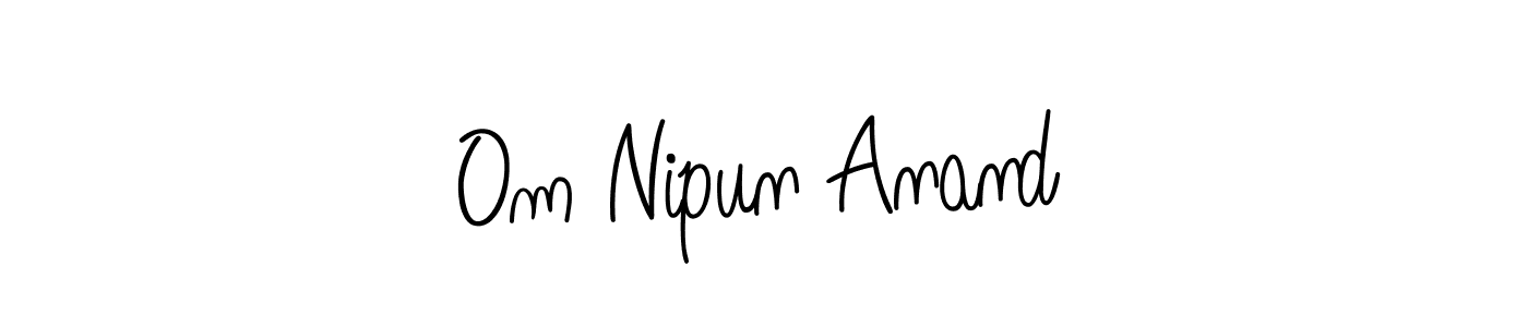 Use a signature maker to create a handwritten signature online. With this signature software, you can design (Angelique-Rose-font-FFP) your own signature for name Om Nipun Anand. Om Nipun Anand signature style 5 images and pictures png