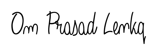 The Angelique-Rose-font-FFP font transforms the name Om Prasad Lenkq into an executive sign with sharp precision and distinguished character. Om Prasad Lenkq signature style 5 images and pictures png
