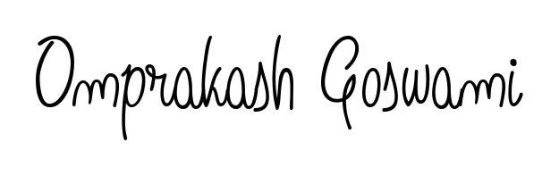 The Angelique-Rose-font-FFP font transforms the name Omprakash Goswami into an executive sign with sharp precision and distinguished character. Omprakash Goswami signature style 5 images and pictures png
