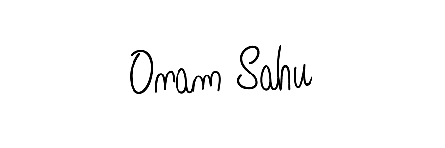 Use a signature maker to create a handwritten signature online. With this signature software, you can design (Angelique-Rose-font-FFP) your own signature for name Onam Sahu. Onam Sahu signature style 5 images and pictures png