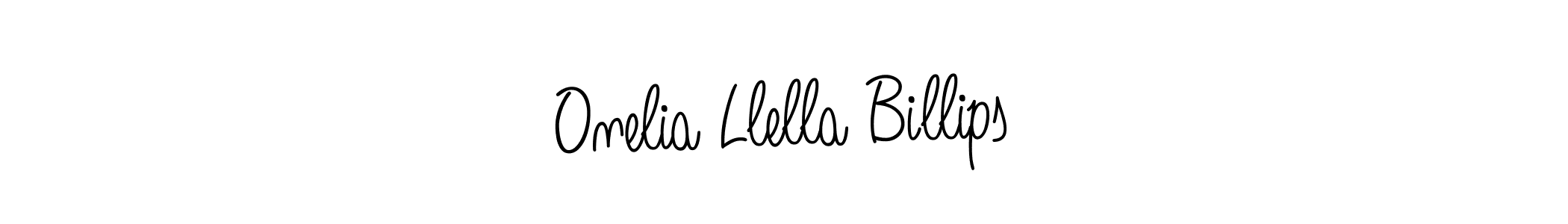 Onelia Llella Billips stylish signature style. Best Handwritten Sign (Angelique-Rose-font-FFP) for my name. Handwritten Signature Collection Ideas for my name Onelia Llella Billips. Onelia Llella Billips signature style 5 images and pictures png