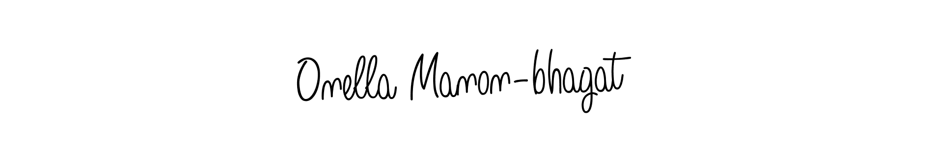 How to make Onella Manon-bhagat name signature. Use Angelique-Rose-font-FFP style for creating short signs online. This is the latest handwritten sign. Onella Manon-bhagat signature style 5 images and pictures png