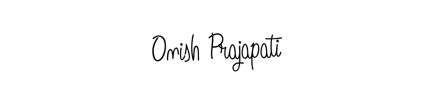 Make a beautiful signature design for name Onish Prajapati. With this signature (Angelique-Rose-font-FFP) style, you can create a handwritten signature for free. Onish Prajapati signature style 5 images and pictures png