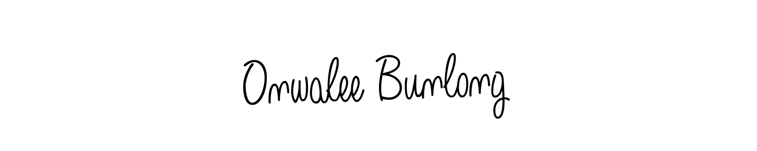 Also we have Onwalee Bunlong name is the best signature style. Create professional handwritten signature collection using Angelique-Rose-font-FFP autograph style. Onwalee Bunlong signature style 5 images and pictures png