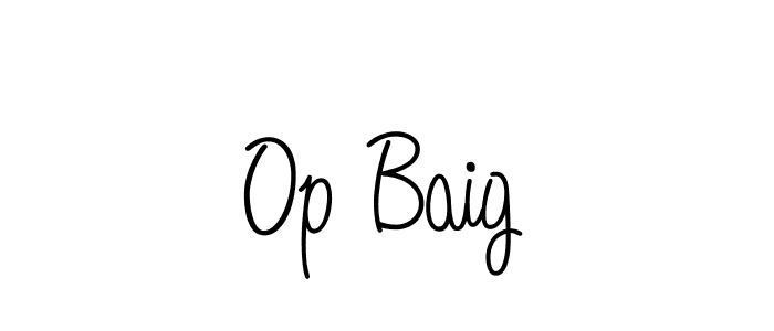 How to make Op Baig name signature. Use Angelique-Rose-font-FFP style for creating short signs online. This is the latest handwritten sign. Op Baig signature style 5 images and pictures png