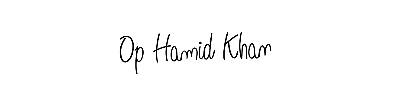 How to make Op Hamid Khan name signature. Use Angelique-Rose-font-FFP style for creating short signs online. This is the latest handwritten sign. Op Hamid Khan signature style 5 images and pictures png