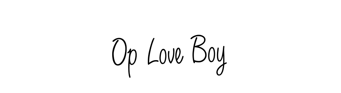 Op Love Boy stylish signature style. Best Handwritten Sign (Angelique-Rose-font-FFP) for my name. Handwritten Signature Collection Ideas for my name Op Love Boy. Op Love Boy signature style 5 images and pictures png