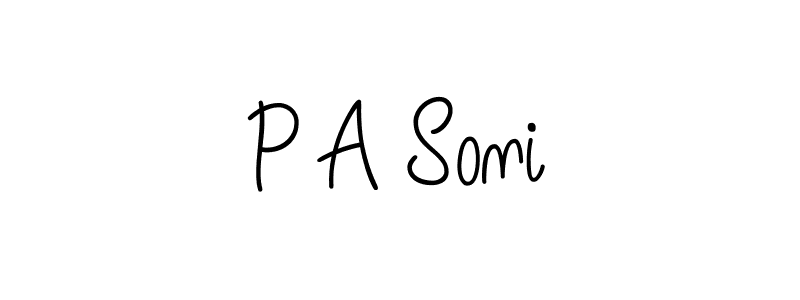 How to make P A Soni name signature. Use Angelique-Rose-font-FFP style for creating short signs online. This is the latest handwritten sign. P A Soni signature style 5 images and pictures png