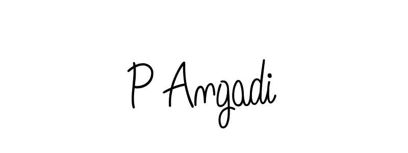 The best way (Angelique-Rose-font-FFP) to make a short signature is to pick only two or three words in your name. The name P Angadi include a total of six letters. For converting this name. P Angadi signature style 5 images and pictures png