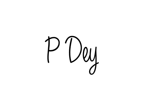 P Dey stylish signature style. Best Handwritten Sign (Angelique-Rose-font-FFP) for my name. Handwritten Signature Collection Ideas for my name P Dey. P Dey signature style 5 images and pictures png