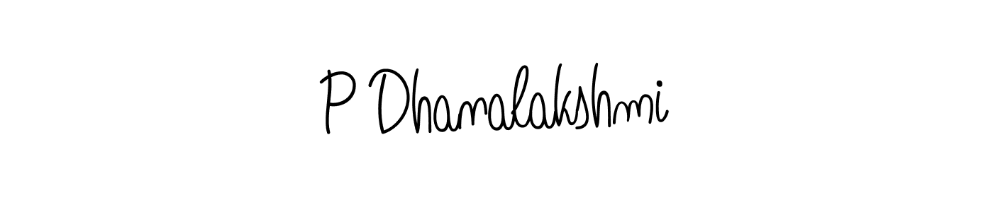 Design your own signature with our free online signature maker. With this signature software, you can create a handwritten (Angelique-Rose-font-FFP) signature for name P Dhanalakshmi. P Dhanalakshmi signature style 5 images and pictures png