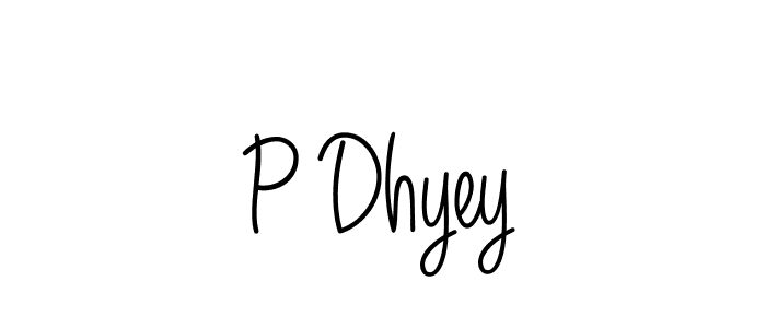 Design your own signature with our free online signature maker. With this signature software, you can create a handwritten (Angelique-Rose-font-FFP) signature for name P Dhyey. P Dhyey signature style 5 images and pictures png