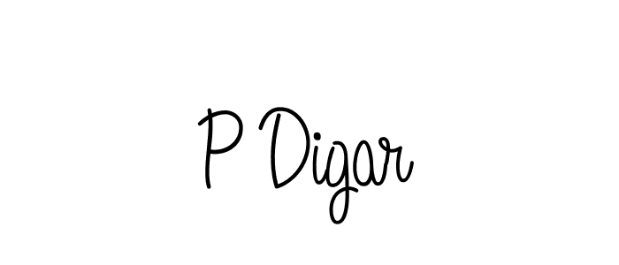 Make a beautiful signature design for name P Digar. With this signature (Angelique-Rose-font-FFP) style, you can create a handwritten signature for free. P Digar signature style 5 images and pictures png