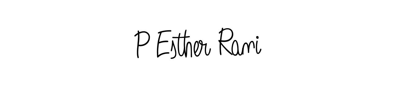 You should practise on your own different ways (Angelique-Rose-font-FFP) to write your name (P Esther Rani) in signature. don't let someone else do it for you. P Esther Rani signature style 5 images and pictures png