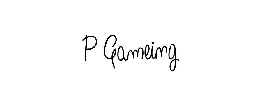 Make a beautiful signature design for name P Gameing. With this signature (Angelique-Rose-font-FFP) style, you can create a handwritten signature for free. P Gameing signature style 5 images and pictures png