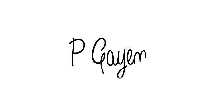 Make a beautiful signature design for name P Gayen. With this signature (Angelique-Rose-font-FFP) style, you can create a handwritten signature for free. P Gayen signature style 5 images and pictures png