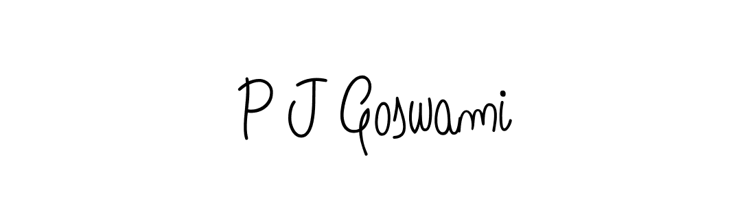 How to make P J Goswami name signature. Use Angelique-Rose-font-FFP style for creating short signs online. This is the latest handwritten sign. P J Goswami signature style 5 images and pictures png