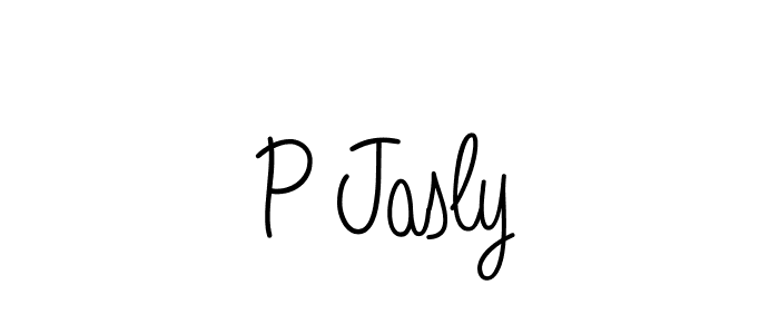 Make a beautiful signature design for name P Jasly. With this signature (Angelique-Rose-font-FFP) style, you can create a handwritten signature for free. P Jasly signature style 5 images and pictures png