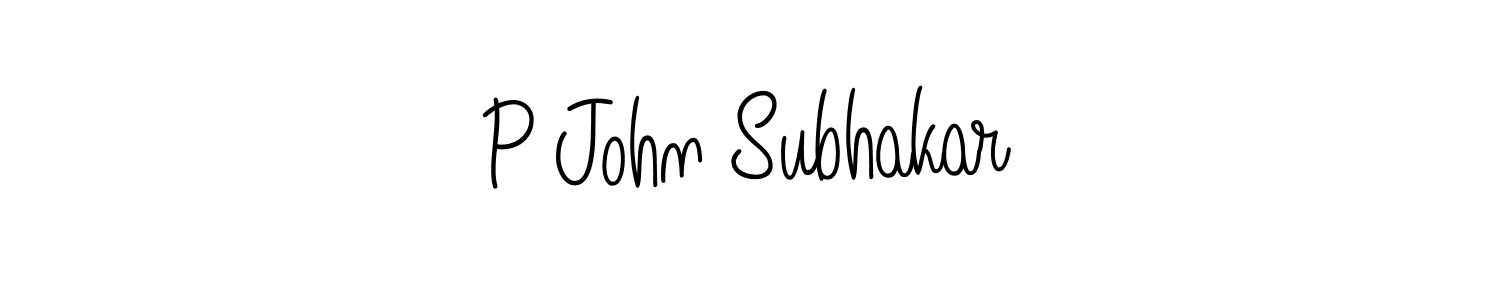 The best way (Angelique-Rose-font-FFP) to make a short signature is to pick only two or three words in your name. The name P John Subhakar include a total of six letters. For converting this name. P John Subhakar signature style 5 images and pictures png