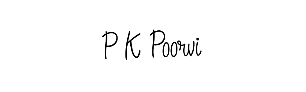 Make a beautiful signature design for name P K Poorvi. With this signature (Angelique-Rose-font-FFP) style, you can create a handwritten signature for free. P K Poorvi signature style 5 images and pictures png