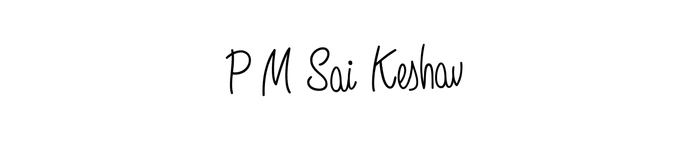 Use a signature maker to create a handwritten signature online. With this signature software, you can design (Angelique-Rose-font-FFP) your own signature for name P M Sai Keshav. P M Sai Keshav signature style 5 images and pictures png