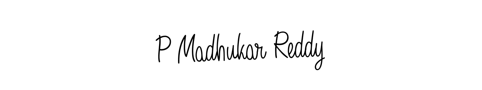 The best way (Angelique-Rose-font-FFP) to make a short signature is to pick only two or three words in your name. The name P Madhukar Reddy include a total of six letters. For converting this name. P Madhukar Reddy signature style 5 images and pictures png