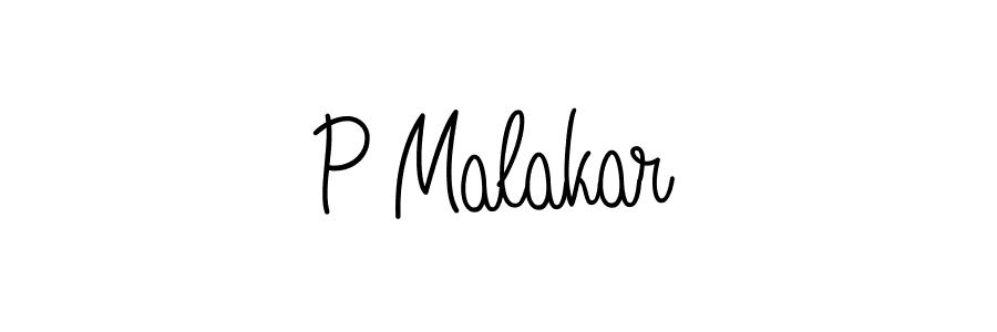 How to make P Malakar name signature. Use Angelique-Rose-font-FFP style for creating short signs online. This is the latest handwritten sign. P Malakar signature style 5 images and pictures png