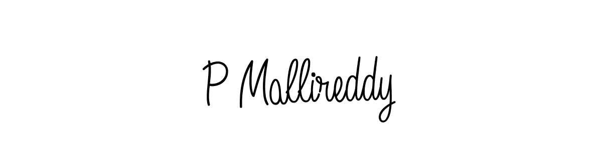 Make a beautiful signature design for name P Mallireddy. With this signature (Angelique-Rose-font-FFP) style, you can create a handwritten signature for free. P Mallireddy signature style 5 images and pictures png