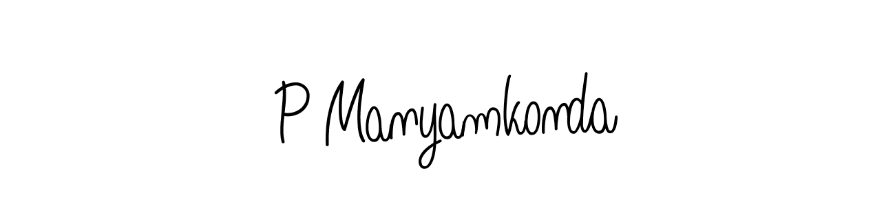 Make a beautiful signature design for name P Manyamkonda. With this signature (Angelique-Rose-font-FFP) style, you can create a handwritten signature for free. P Manyamkonda signature style 5 images and pictures png