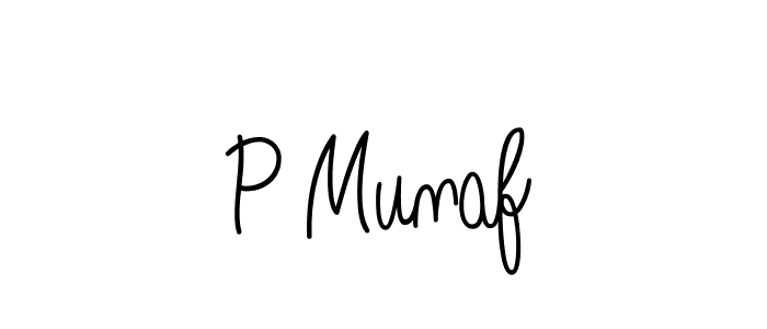 The best way (Angelique-Rose-font-FFP) to make a short signature is to pick only two or three words in your name. The name P Munaf include a total of six letters. For converting this name. P Munaf signature style 5 images and pictures png