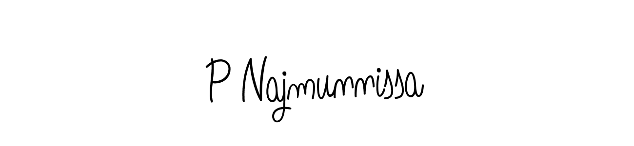 Design your own signature with our free online signature maker. With this signature software, you can create a handwritten (Angelique-Rose-font-FFP) signature for name P Najmunnissa. P Najmunnissa signature style 5 images and pictures png