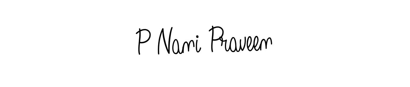 Use a signature maker to create a handwritten signature online. With this signature software, you can design (Angelique-Rose-font-FFP) your own signature for name P Nani Praveen. P Nani Praveen signature style 5 images and pictures png