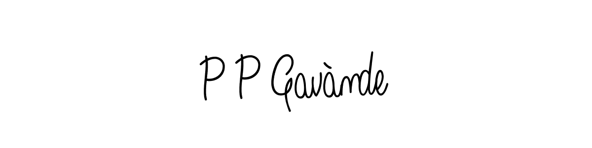 The best way (Angelique-Rose-font-FFP) to make a short signature is to pick only two or three words in your name. The name P P Gavànde include a total of six letters. For converting this name. P P Gavànde signature style 5 images and pictures png